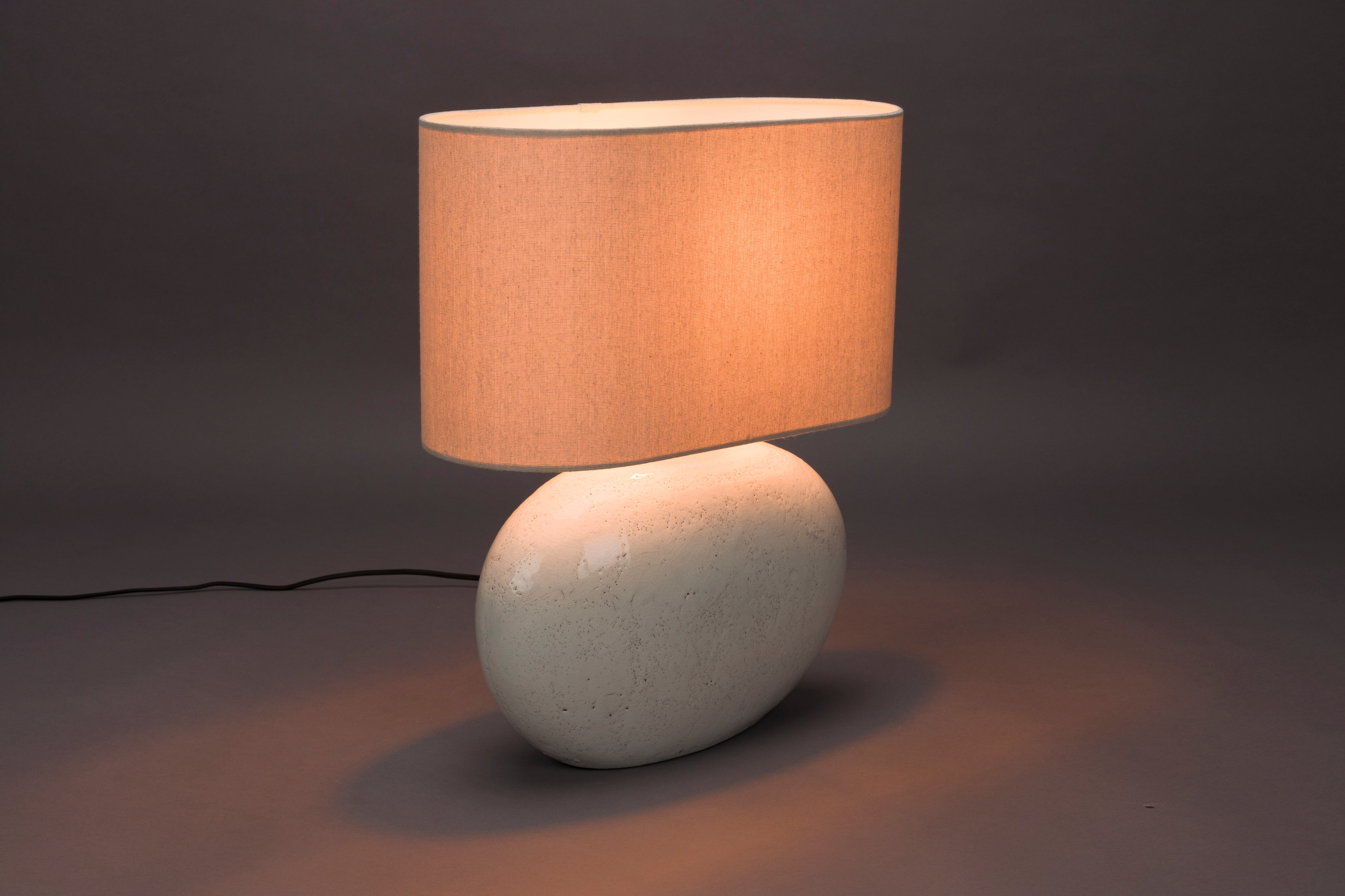 Dutchbone Hailey Gloss White Ceramic Oval Table Lamp